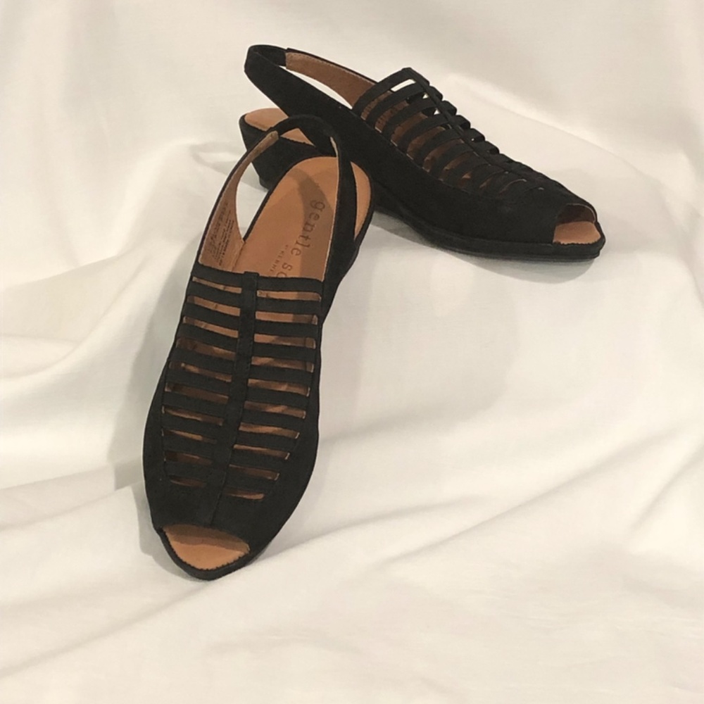 5005/ Kenneth Cole, Leather Slingback Wedge Sandals, Size 7B